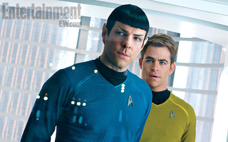 Illustration for article titled New Star Trek images surround Benedict Cumberbatch with red shirts... uh oh